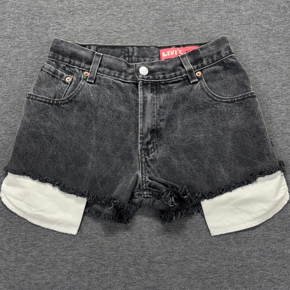 Levi's Pants - Levis Denim Shorts Womens 26 Cutoff Frayed Hem Distressed Black 550 Relaxed Fit